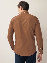 Tan Slim Fit Long Sleeve Oxford Shirt - Image 3 of 7