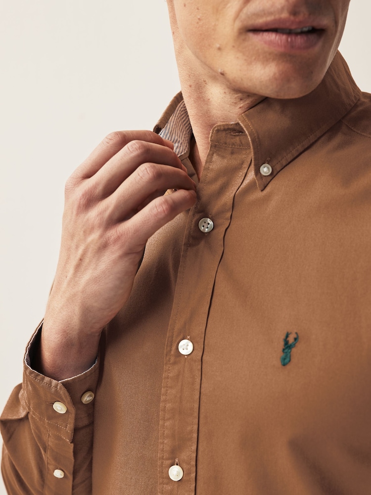 Tan Slim Fit Long Sleeve Oxford Shirt - Image 4 of 7
