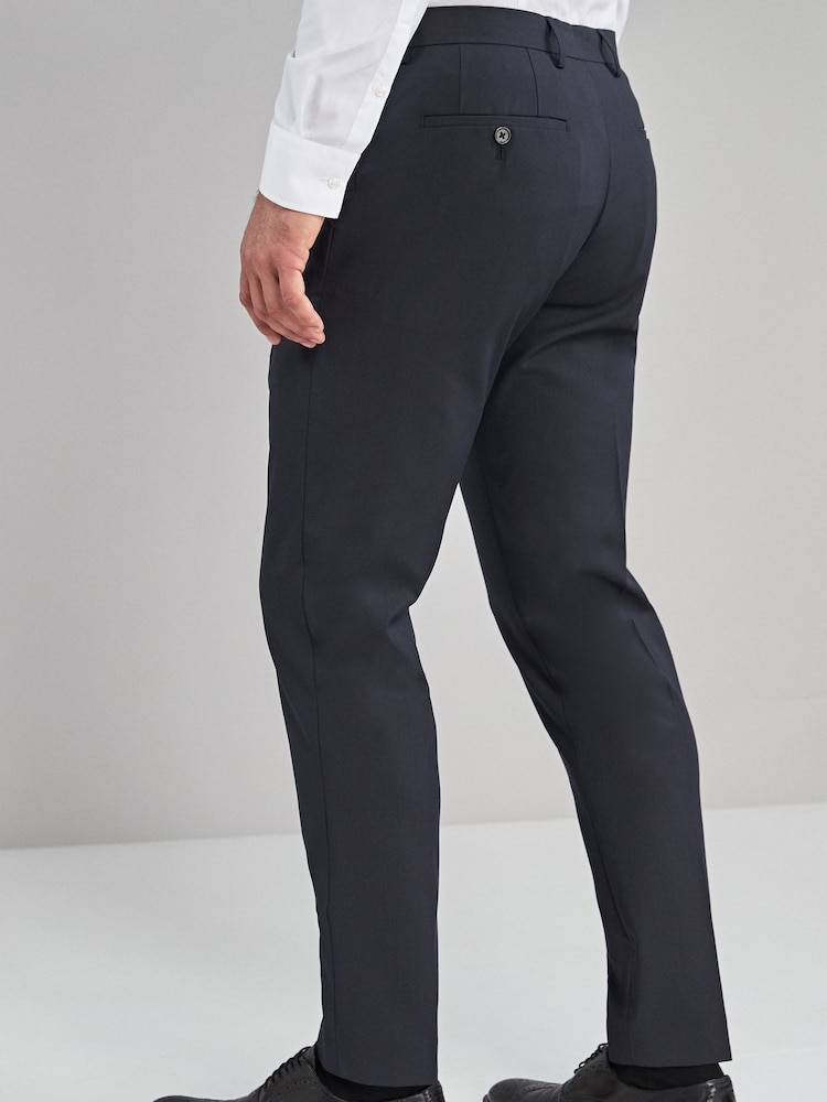 Navy Blue Skinny Fit Stretch Smart Trousers - Image 2 of 4
