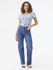 FatFace Elise Indigo Blue Wide Leg Jeans - Image 1 of 5
