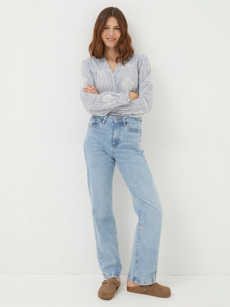 FatFace Elise Light Blue Wide Leg Jeans - Image 1 of 6