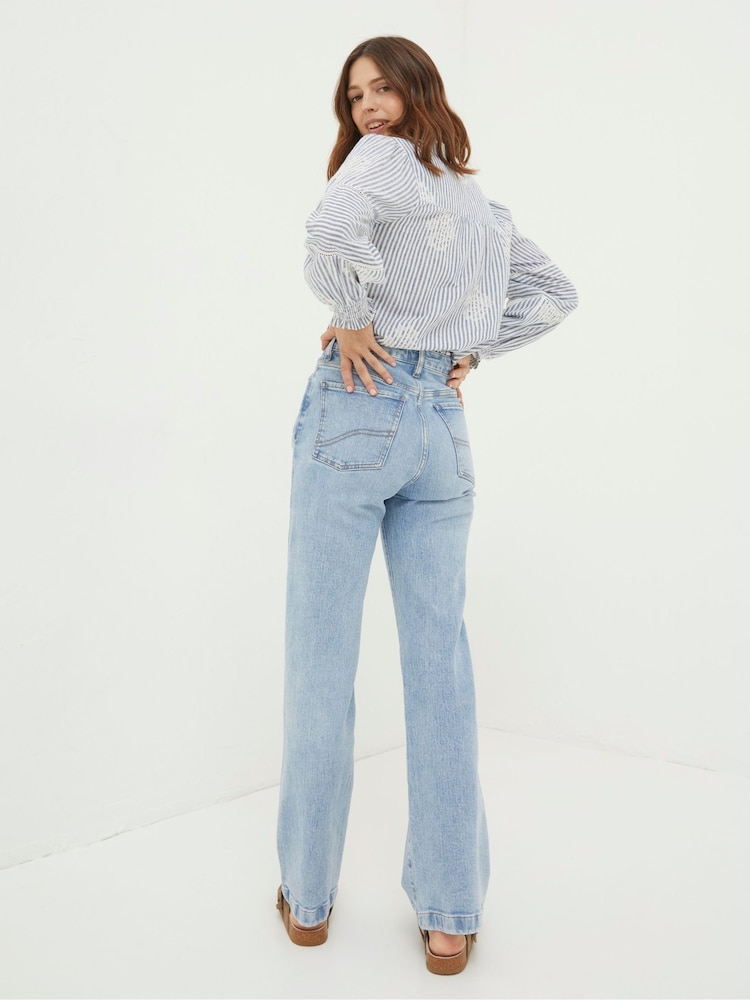 FatFace Elise Light Blue Wide Leg Jeans - Image 2 of 6