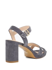Dune London Grey Standard Fit Leather Manifesting Mini Platform Suede Sandals - Image 3 of 6