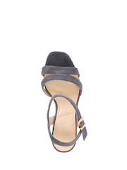 Dune London Grey Standard Fit Leather Manifesting Mini Platform Suede Sandals - Image 5 of 6