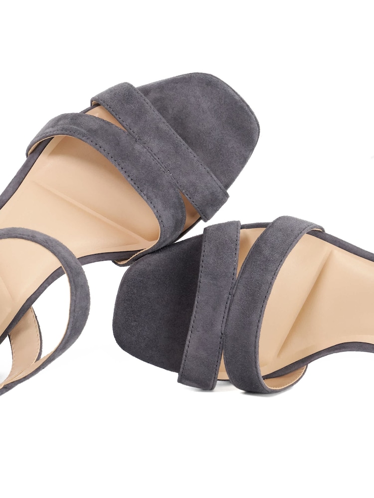 Dune London Grey Standard Fit Leather Manifesting Mini Platform Suede Sandals - Image 6 of 6 Dune London Grey Standard Fit Leather Manifesting Mini Platform Suede Sandals - Image 6 of 6