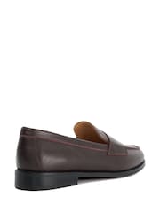 Dune London Red Wide Fit Leather Ginelli Flexi Sole Penny Loafers - Image 2 of 4