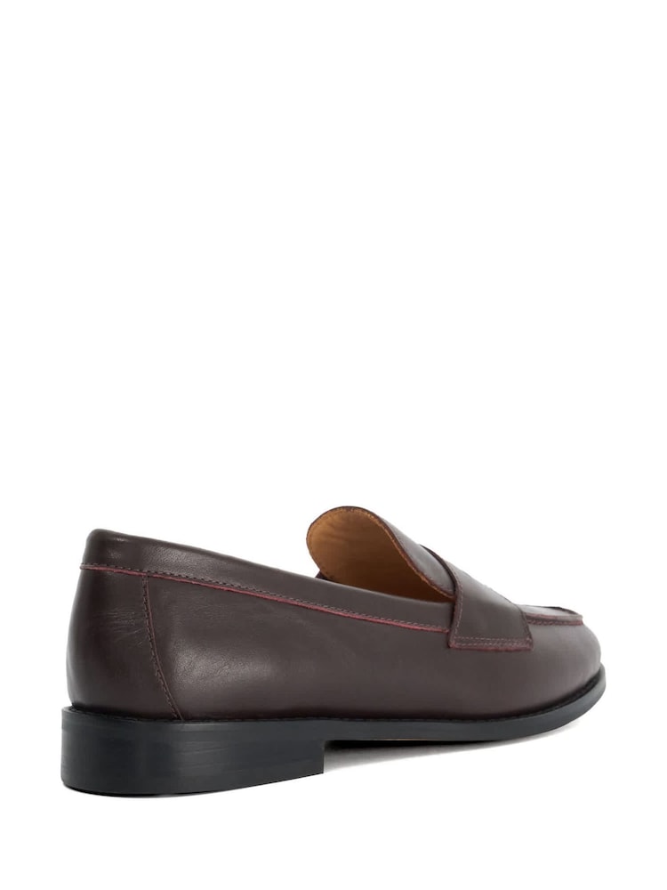 Dune London Red Wide Fit Leather Ginelli Flexi Sole Penny Loafers - Image 2 of 4 Dune London Red Wide Fit Leather Ginelli Flexi Sole Penny Loafers - Image 2 of 4