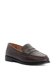 Dune London Red Wide Fit Leather Ginelli Flexi Sole Penny Loafers - Image 3 of 4