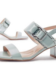 Moda in Pelle Green Noni Smart Block Heel W Buckle Sandals - Image 3 of 4