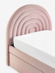 Opulent Velvet Blush Pink Kids Rainbow Upholstered Trundle Bed - Image 6 of 11