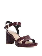 Dune London Red Standard Fit Leather Manifesting Mini Platform Suede Sandals - Image 1 of 5