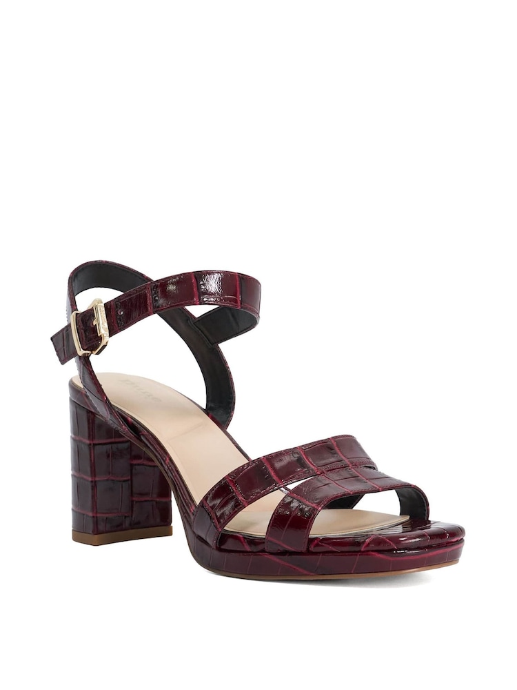 Dune London Red Standard Fit Leather Manifesting Mini Platform Suede Sandals - Image 1 of 5