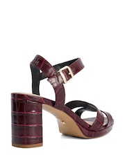 Dune London Red Standard Fit Leather Manifesting Mini Platform Suede Sandals - Image 2 of 5