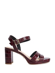 Dune London Red Standard Fit Leather Manifesting Mini Platform Suede Sandals - Image 3 of 5