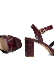 Dune London Red Standard Fit Leather Manifesting Mini Platform Suede Sandals - Image 5 of 5