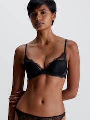 Calvin Klein Floral Lace Lace Plunge Black Bra - Image 1 of 5