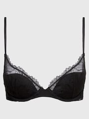 Calvin Klein Floral Lace Lace Plunge Black Bra - Image 5 of 5