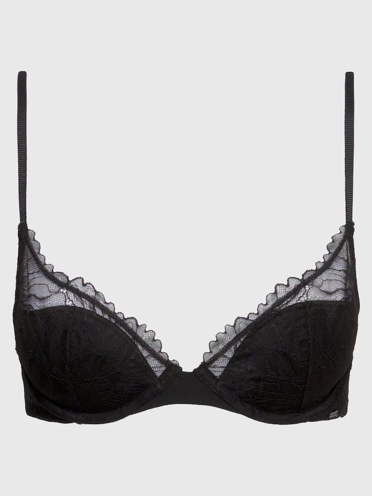 Calvin Klein Floral Lace Lace Plunge Black Bra - Image 5 of 5