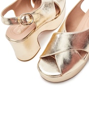 Moda in Pelle Gold Nakara Glitz Asymmetric Platform Sandals - Image 3 of 4
