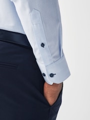 Blue Single Cuff Trimmed Formal Oxford Shirt - Image 6 of 9