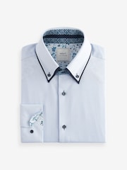 Blue Single Cuff Trimmed Formal Oxford Shirt - Image 7 of 9
