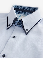 Blue Single Cuff Trimmed Formal Oxford Shirt - Image 8 of 9