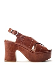 Moda in Pelle Brown Nakara Glitz Asymmetric Platform Sandals - Image 1 of 4
