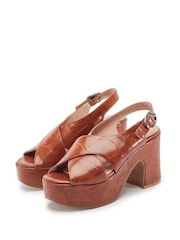 Moda in Pelle Brown Nakara Glitz Asymmetric Platform Sandals - Image 2 of 4