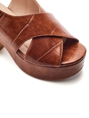 Moda in Pelle Brown Nakara Glitz Asymmetric Platform Sandals - Image 3 of 4