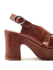 Moda in Pelle Brown Nakara Glitz Asymmetric Platform Sandals - Image 4 of 4