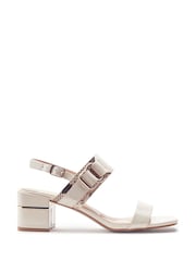 Moda in Pelle White Noni Smart Block Heel W Buckle Sandals - Image 1 of 4