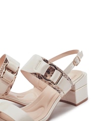Moda in Pelle White Noni Smart Block Heel W Buckle Sandals - Image 3 of 4