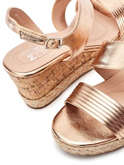 Moda in Pelle Gold Spotalia Asymmetric Strap Wedge Sandals - Image 3 of 4