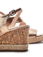 Moda in Pelle Gold Spotalia Asymmetric Strap Wedge Sandals - Image 4 of 4