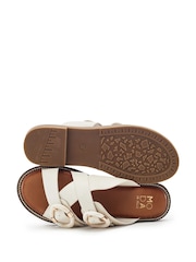 Moda in Pelle White Navya Flat Cross Straps Mule Sandals - Image 3 of 3