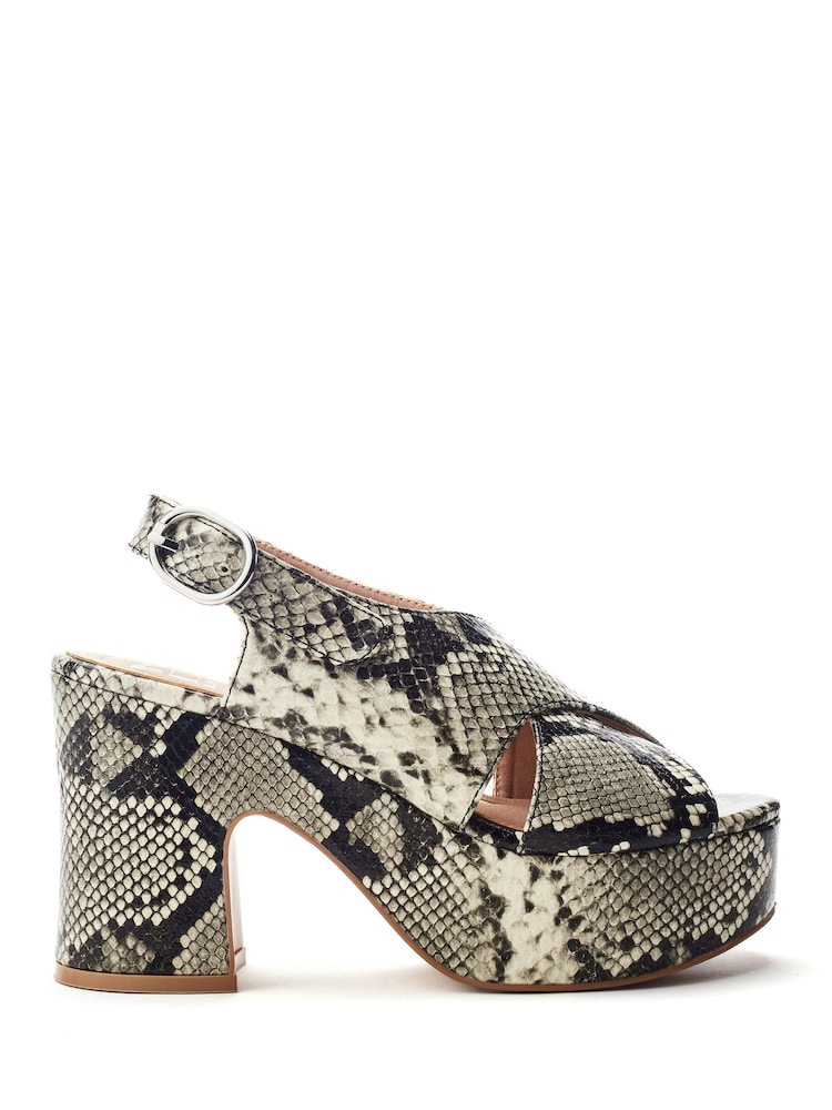 Moda in Pelle Grey Nakara Glitz Asymmetric Platform Sandals - Image 1 of 4 Moda in Pelle Grey Nakara Glitz Asymmetric Platform Sandals - Image 1 of 4
