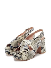 Moda in Pelle Grey Nakara Glitz Asymmetric Platform Sandals - Image 2 of 4