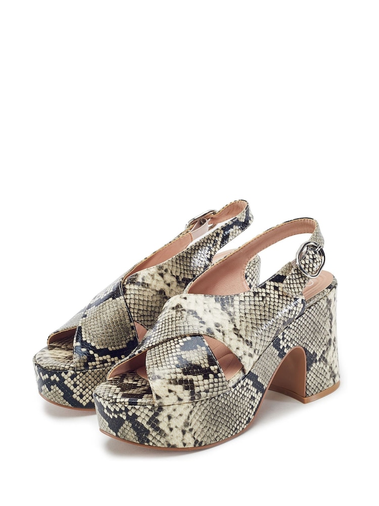 Moda in Pelle Grey Nakara Glitz Asymmetric Platform Sandals - Image 2 of 4 Moda in Pelle Grey Nakara Glitz Asymmetric Platform Sandals - Image 2 of 4
