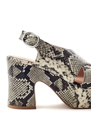 Moda in Pelle Grey Nakara Glitz Asymmetric Platform Sandals - Image 3 of 4