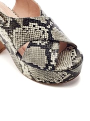 Moda in Pelle Grey Nakara Glitz Asymmetric Platform Sandals - Image 4 of 4