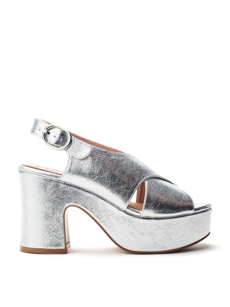 Moda in Pelle Silver Nakara Glitz Asymmetric Platform Shoes - Image 1 of 4