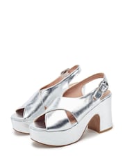 Moda in Pelle Silver Nakara Glitz Asymmetric Platform Shoes - Image 2 of 4