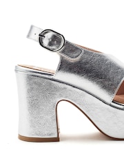Moda in Pelle Silver Nakara Glitz Asymmetric Platform Shoes - Image 4 of 4