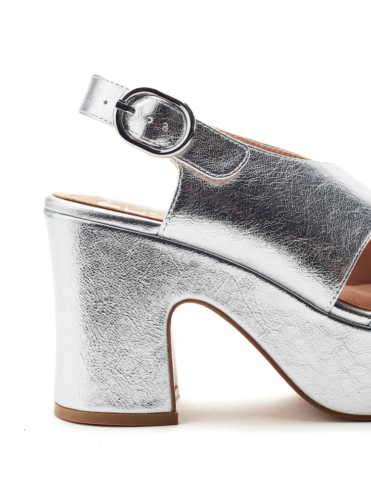 Moda in Pelle Silver Nakara Glitz Asymmetric Platform Shoes - Image 4 of 4