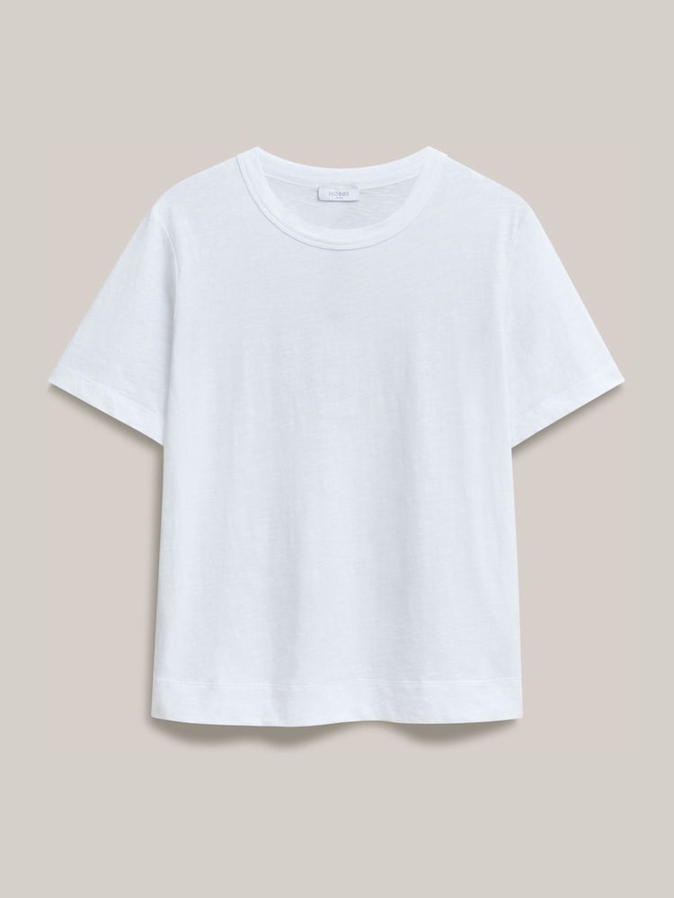 Hobbs White Reece Cotton T-Shirt - Image 4 of 4