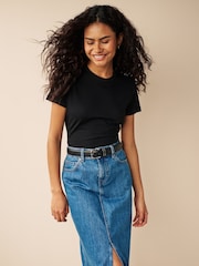 Black Essential Pure Cotton Short Sleeve Crew Neck T-Shirt - Image 1 of 6