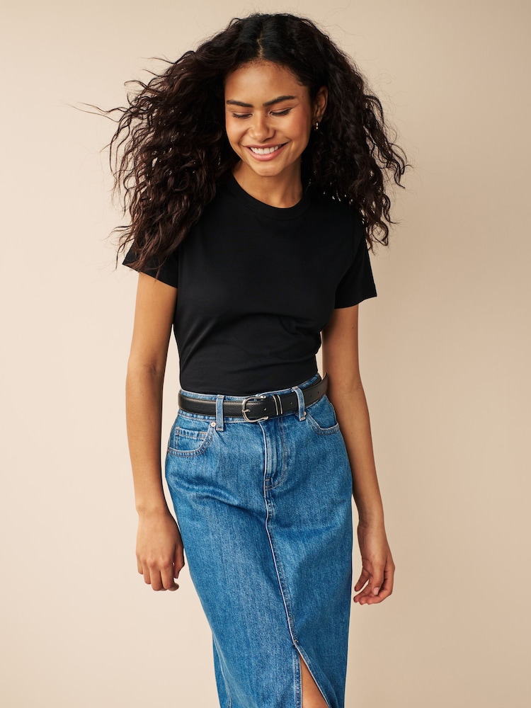 Black Essential Pure Cotton Short Sleeve Crew Neck T-Shirt - Image 1 of 6