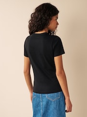 Black Essential Pure Cotton Short Sleeve Crew Neck T-Shirt - Image 3 of 6