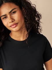 Black Essential Pure Cotton Short Sleeve Crew Neck T-Shirt - Image 4 of 6