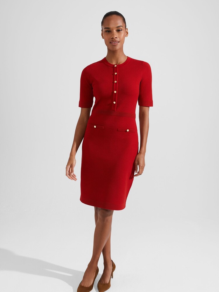 Hobbs Red Noa Knitted Dress - Image 1 of 4